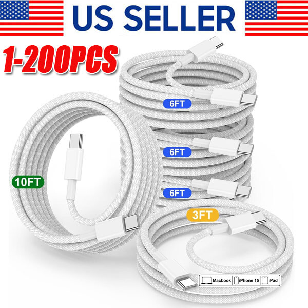 IPhone 16 15 Pro Max USB-C to USB-C Cable Fast Charger lot Type C Charging Cord