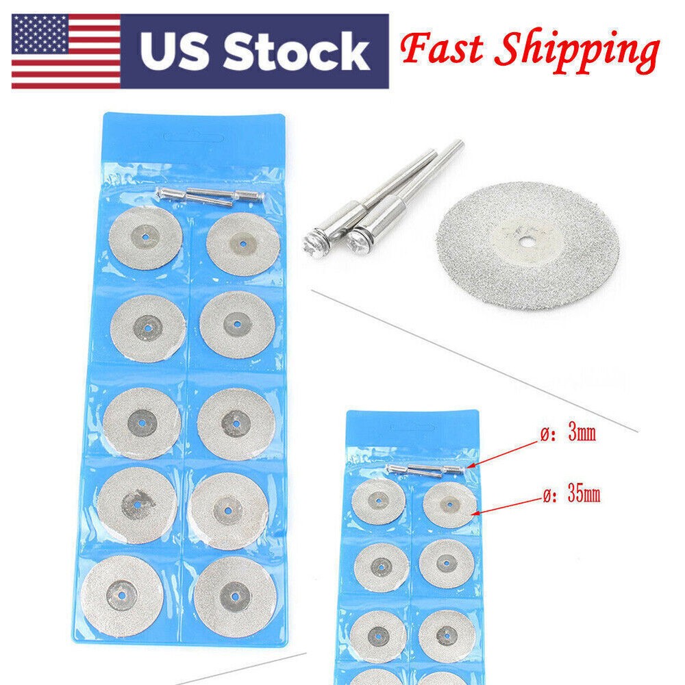 10pcs 35mm Diamond Cut Off Wheels for Rotary Tools and Die Grinders - Metal Cutting Discs