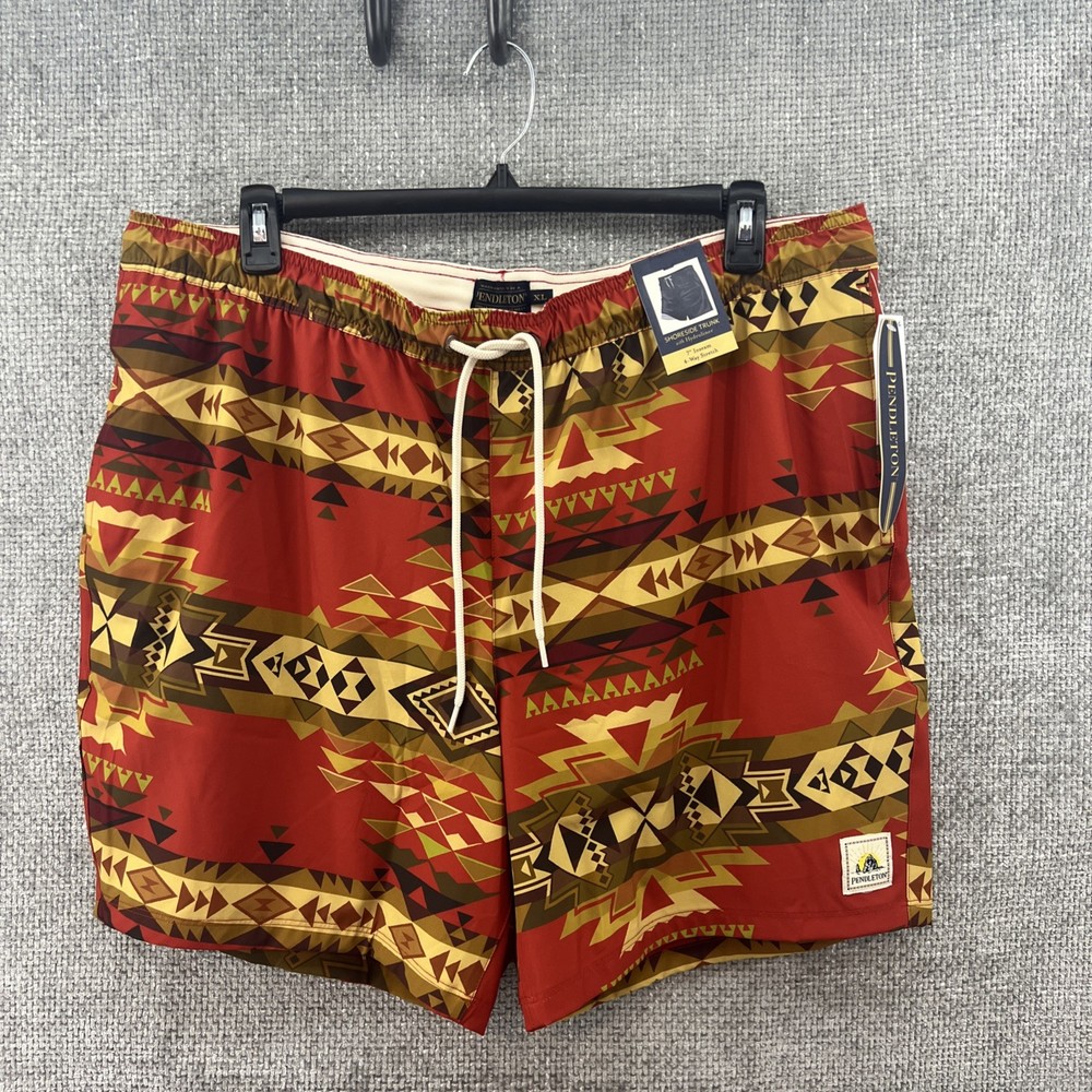 Pendleton Men's XL Highland Peak Shoreside Red Aztec Stretch Swim Trunks NWT $78