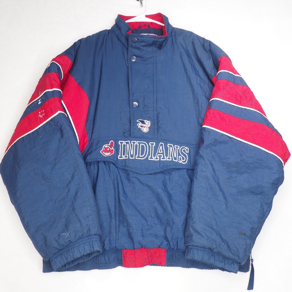 Vintage 1990s Cleveland Indians Vintage Starter Pouch Jacket XL