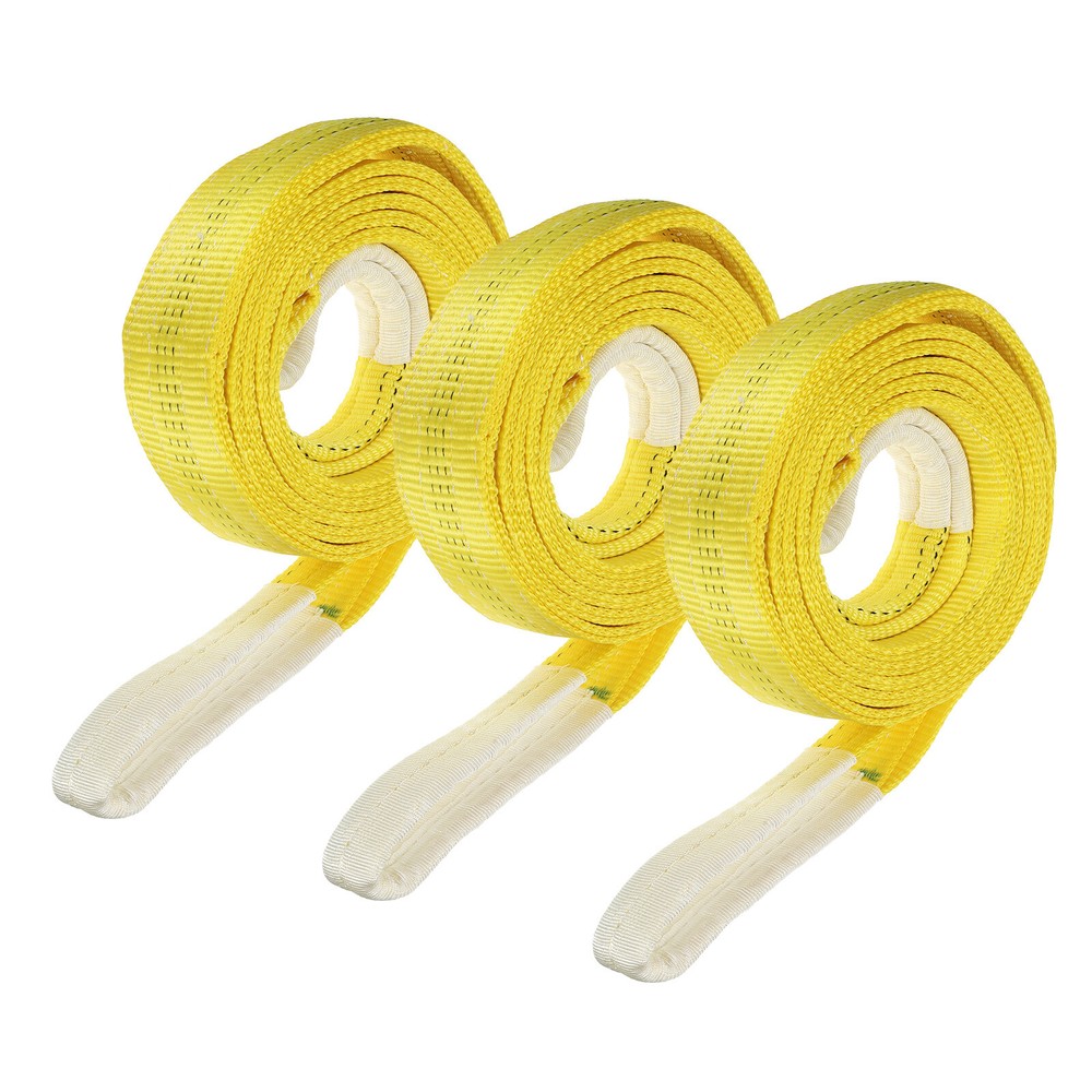 3 Pcs Lifting Slings Straps Polyester 12ft Flat Lifting Belts(6613lbs) Yellow