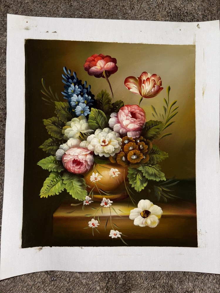 Bouquet Of Flowers Real Oil Painting On Canvas 11”x9”
