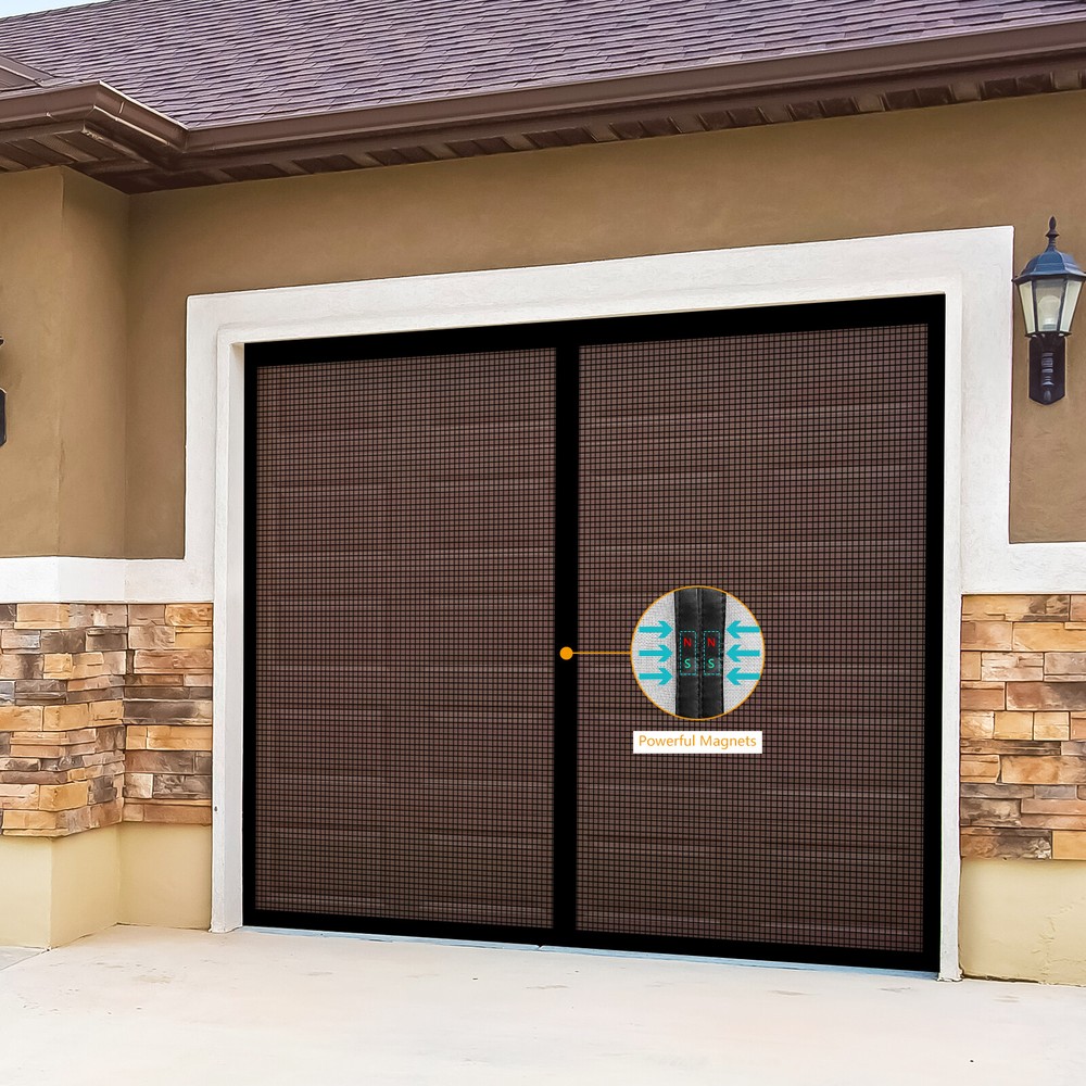 Heavy Duty 10x8ft Magnetic Garage Door Screen for Mosquito and Bug Protection