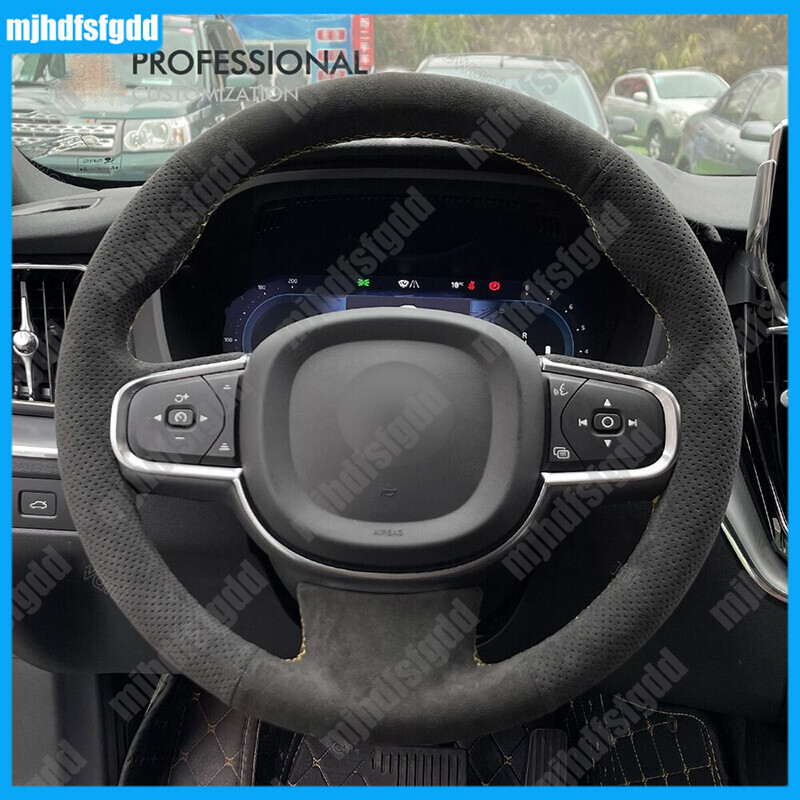 Custom Dark Gray Alcantara Steering Wheel Cover for Volvo XC90 2015-2017 – DIY Upgrade