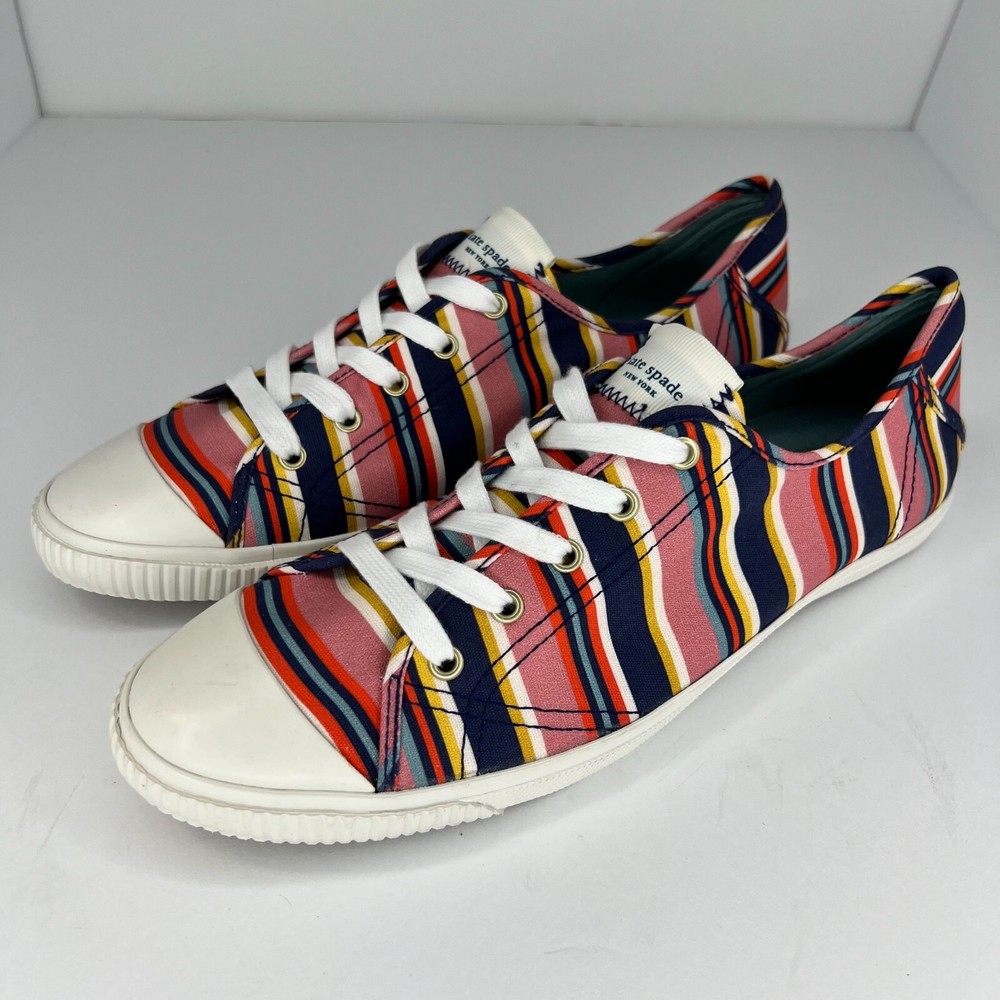 Kate Spade Womens Multicolor Tennison Madras Sidewalk Stripe Size 11B Sneakers
