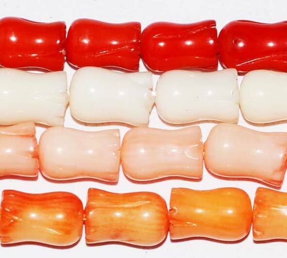 DIY Hand Jewelry Kit with 6x10MM Tulip Coral Gemstone Beads 15 Inch Strand