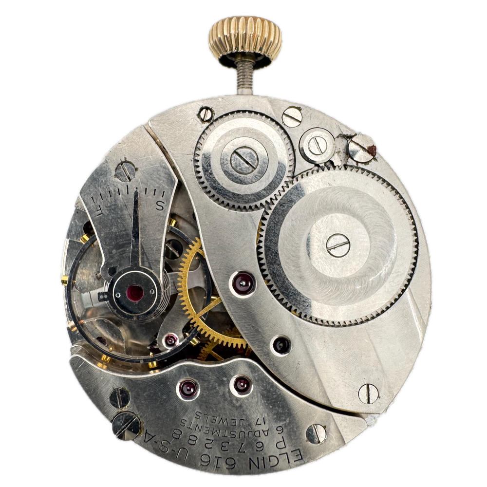 Vintage 16s 1951 Elgin 17 Jewel Mechanical Pocket Watch Movement 616 USA