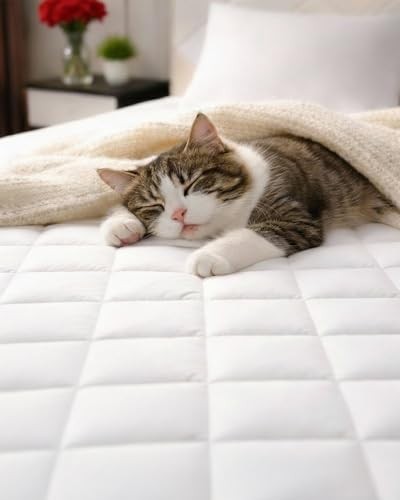 Quilted Fitted Mattress Pad Protector Size - Elastic Fitted Mattress King White