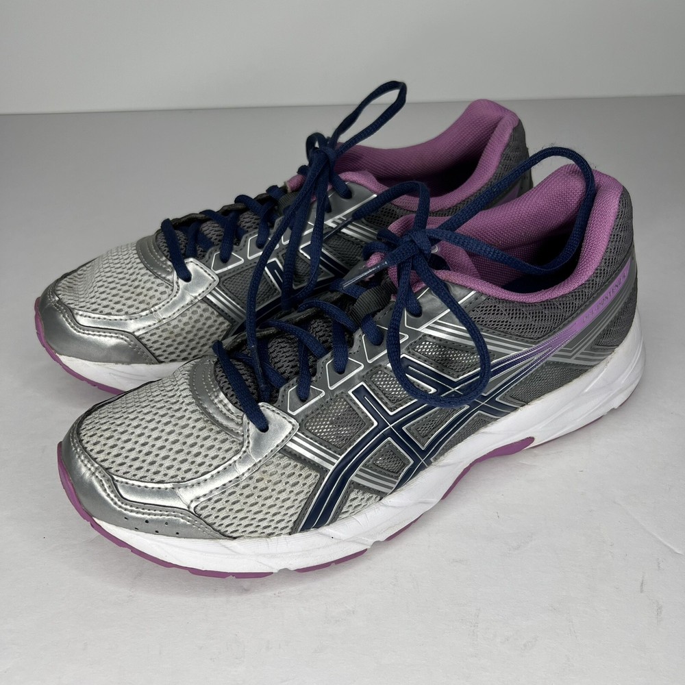 Asics Gel-Contend 4 Womens Running Shoes in Silver Gray Purple Blue Size 9.5