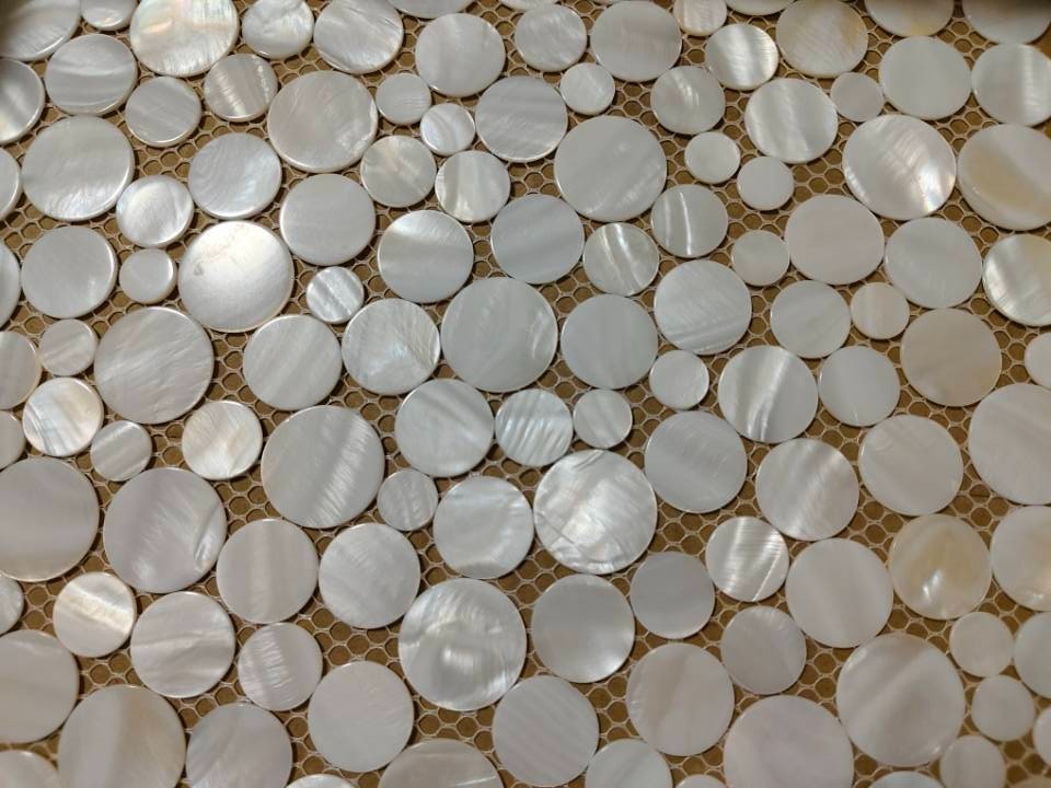 11PCS White random penny round mother of pearl shell mosaic tile for wall