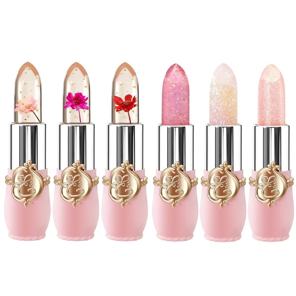 BestLand 6 Pcs Flower Jelly Lipstick Set Color Changing Moisturizing Long