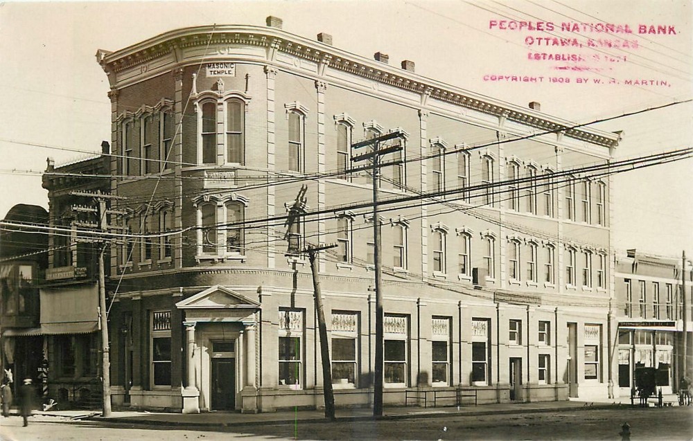 c1910 Ottawa Kansas People's National Bank occupation RPPC Postcard 25-7162