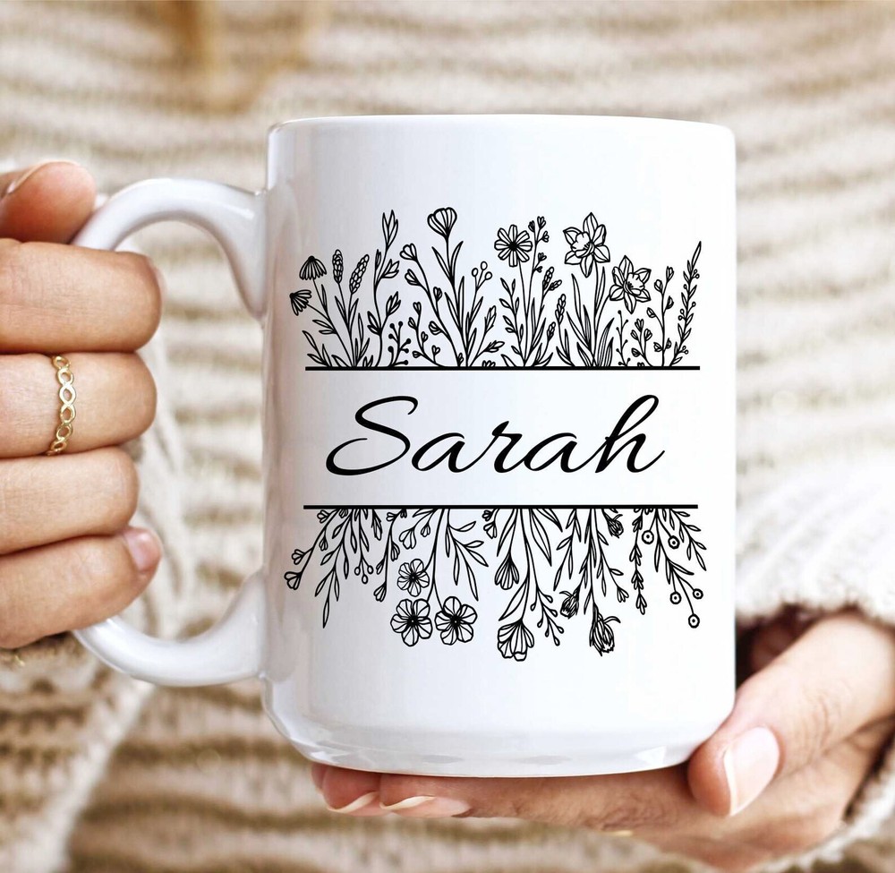 Custom Coffee Mug Personalized Mug Floral Mug Custom Mug Wildflower Name Mug Nam