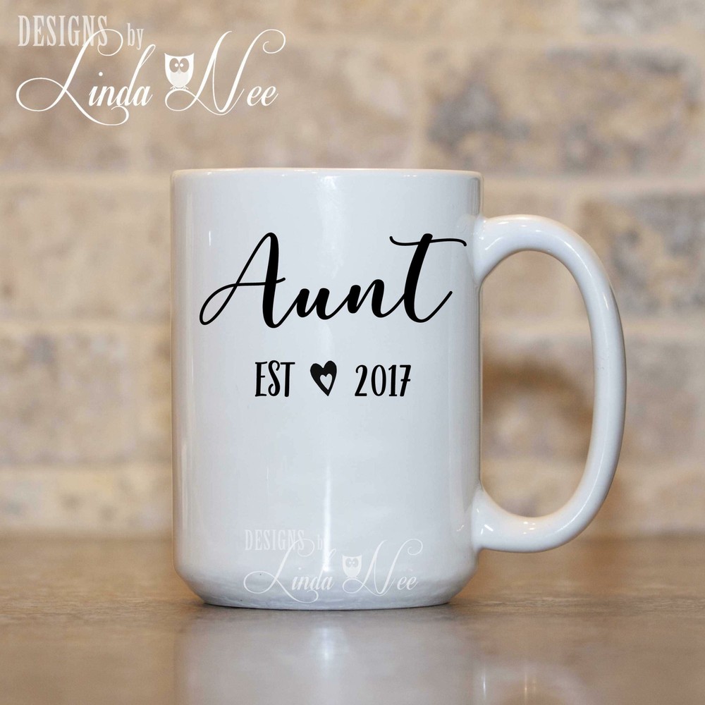 Aunt Mug Personalized Baby Gifts Custom Aunt Established Mug Baby Reveal Mug