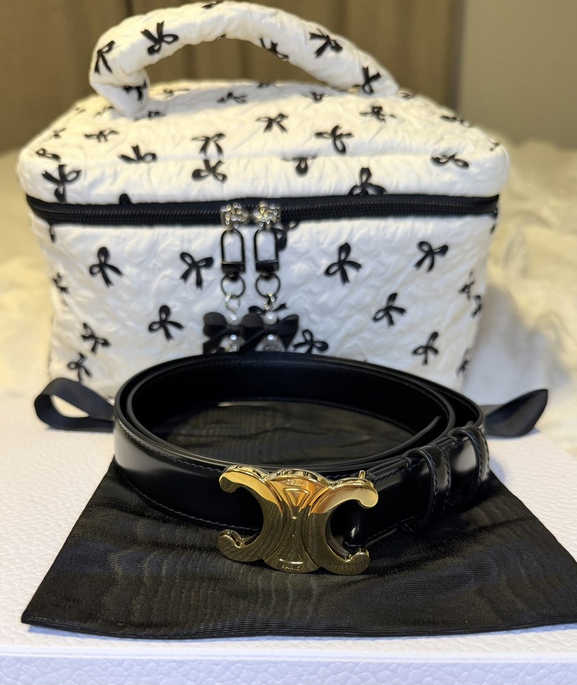 Celine Medium 25MM Triomphe Belt In Taurillon Leather - Size 85 like  New