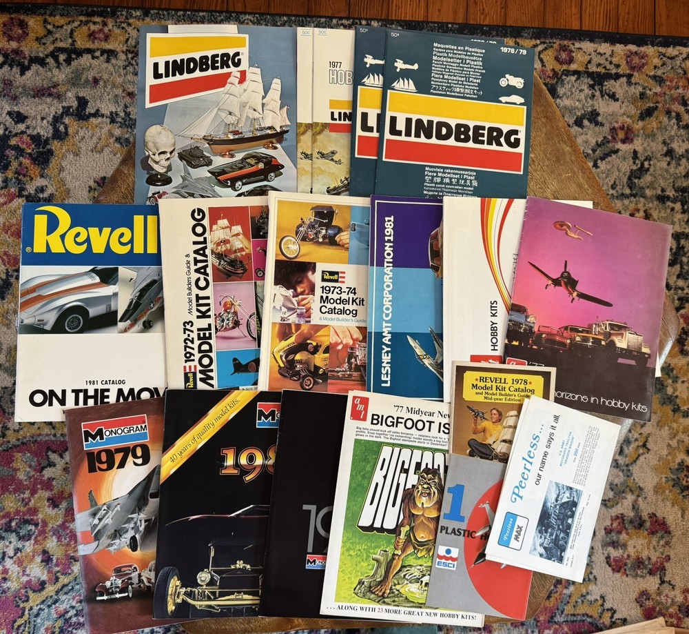 Vintage 70s 80s Model Kit Dealer Catalog Lot Lindberg AMT Monogram Revell