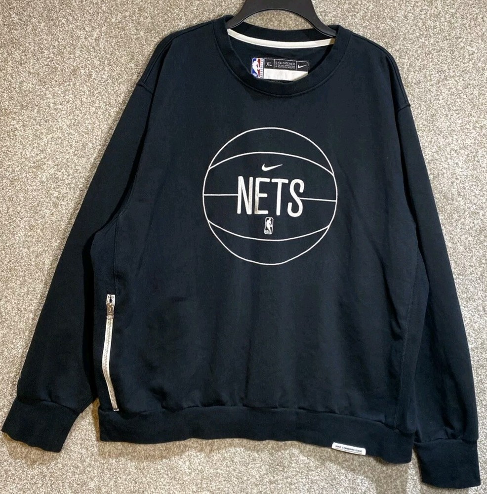 Nike Authentic NBA Mens New Jersey Nets Embroidered Crewneck Sweatshirt Size XL