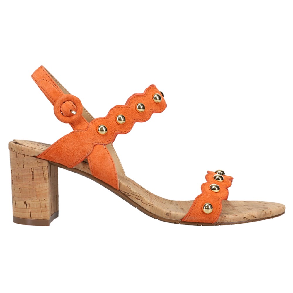 VANELi Mavis Orange Studded Sling Back Sandals for Women Casual Style 305558