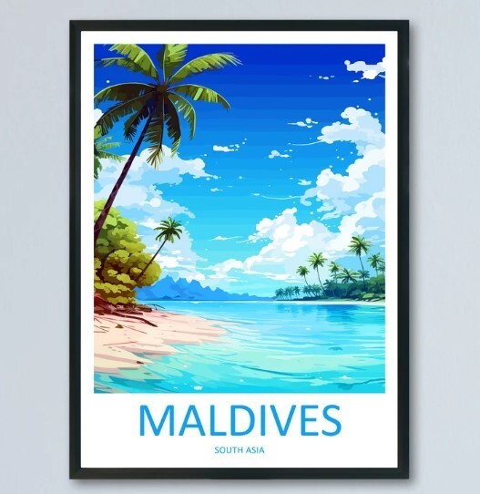 Maldivas Viaje Impresión Arte de Pared Maldivas Pared Colgante Hogar