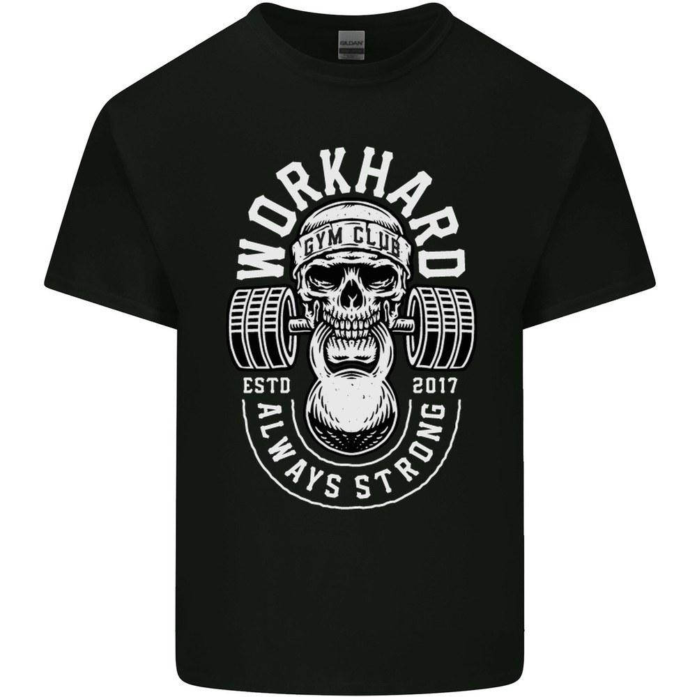 Work Hard Gym Training Top Workout Weights Mens Light Cotton T-Shirt