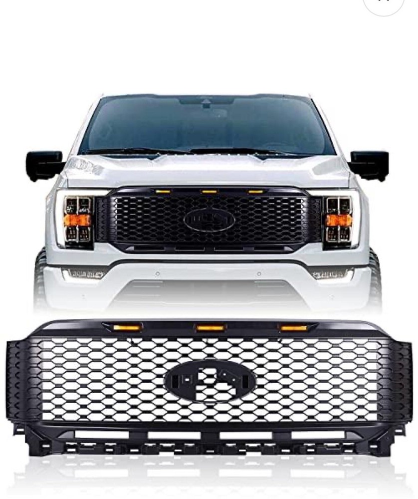 Mesh Grille Matte Black Front Grill Replacement Compatible for Ford F 150...