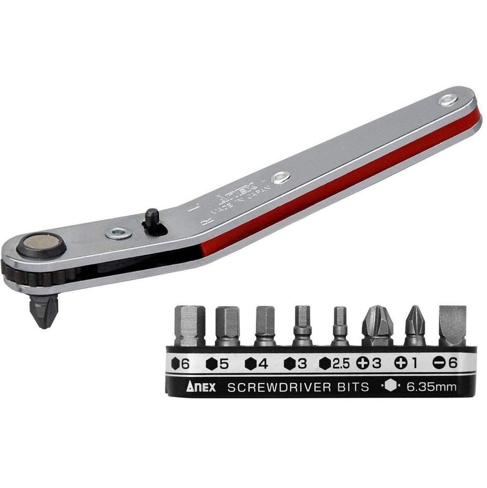 Low Profile Offset Ratcheting Screwdriver with 90-Degree Hex Wrench