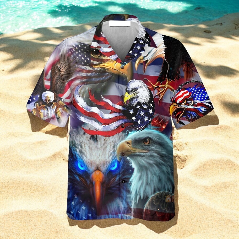 America Soar Like An Eagle Hawaiian Shirt For Men US Size Summer Tropical Style Casual Beachwear Aloha Shirt