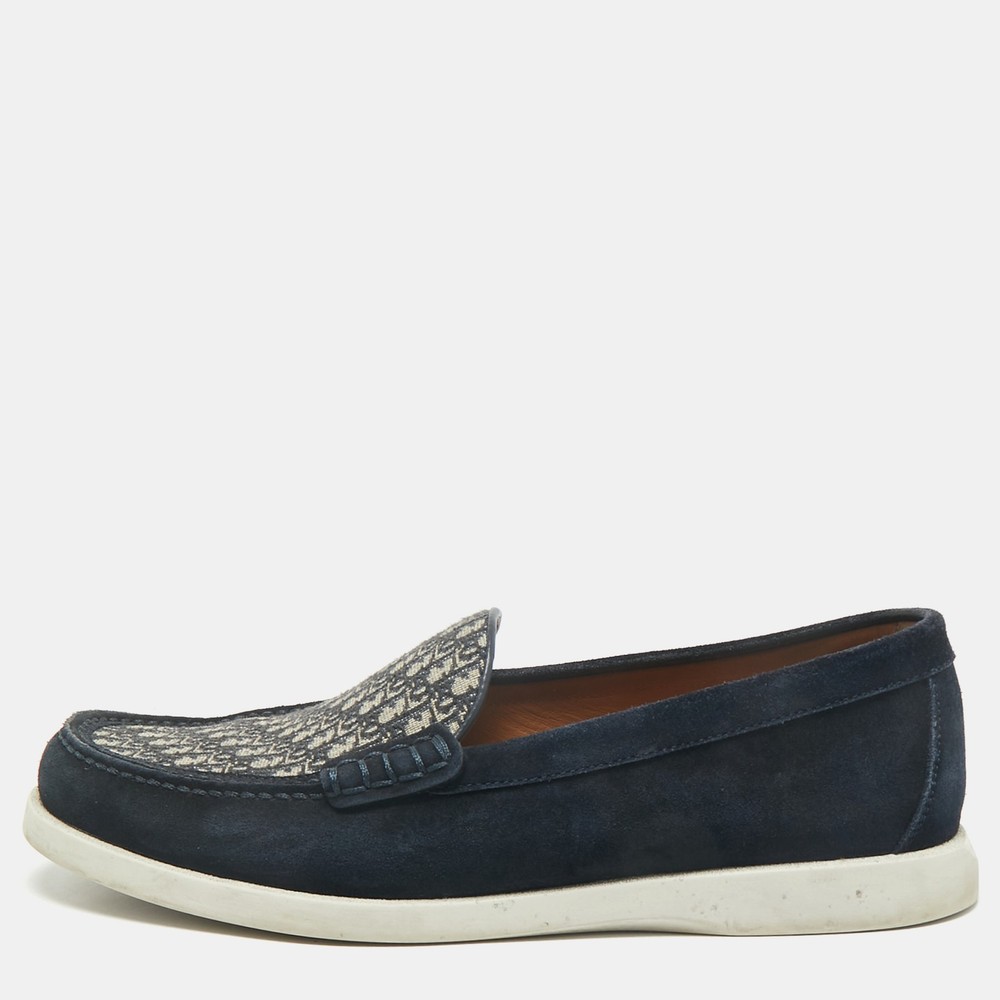 Dior Navy Blue Suede Granville Loafers Size 41.5
