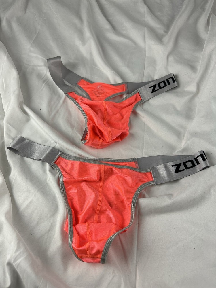 Zonbailon Mens Thongs Briefs Nylon Stretch Breathable Big Pouch Sport T-back M&L