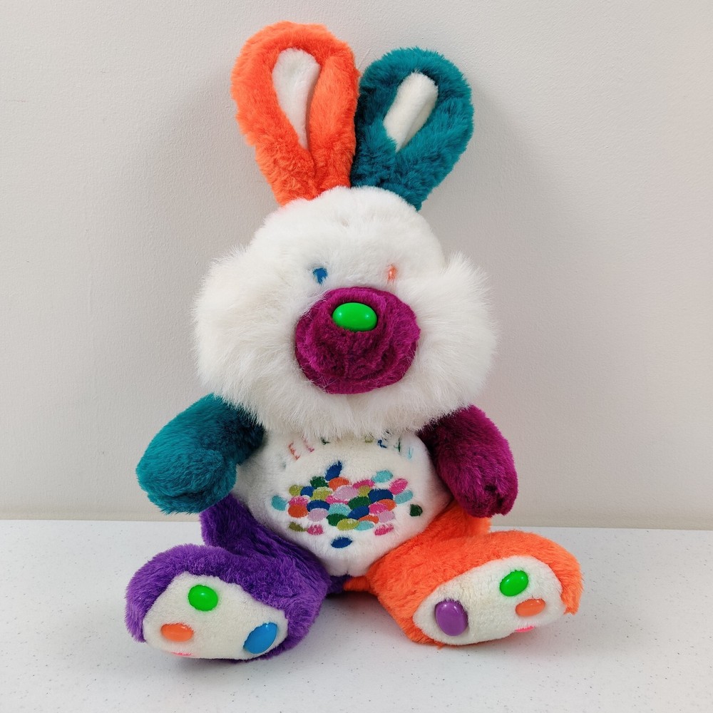 Jelly Bean Bunny Plush 13” Stuffed  Animal Rabbit Vintage Toy Color Block Easter