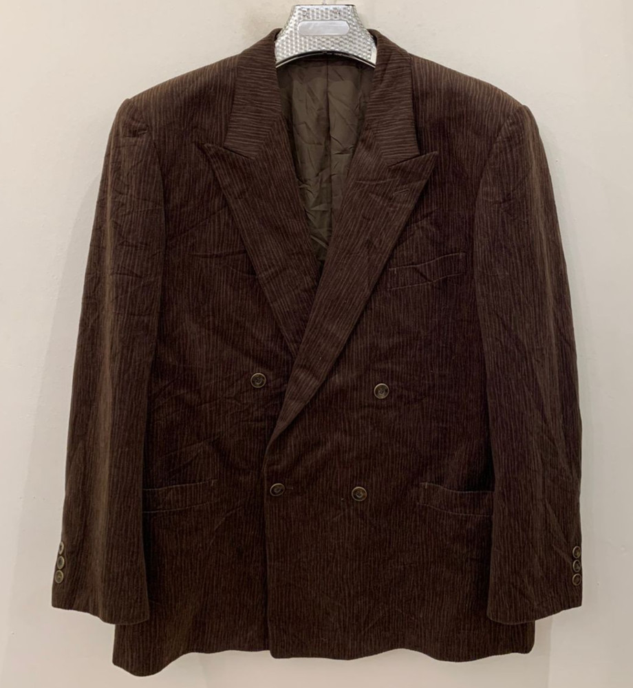 Vintage Eleven Suit double breasted classic brown jacket blazer 44R-image