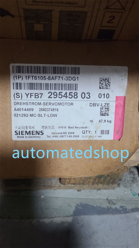 Siemens Servo Motor 1FT6105-8AF71-3DG1 Via DHL or FedEx