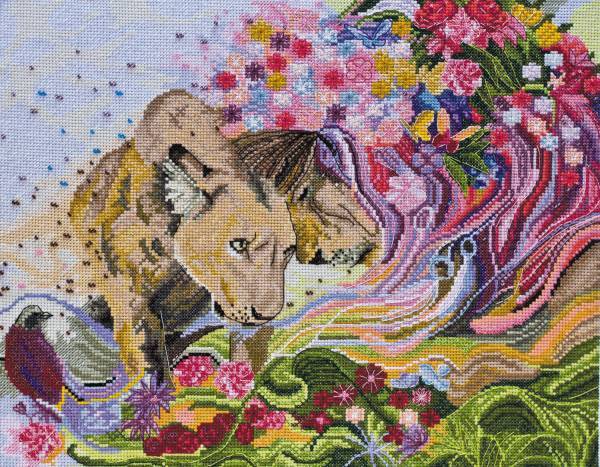 Cross stitch kit - The Lion's Heart 35x29cm White Aida 14ct needlepoint kit
