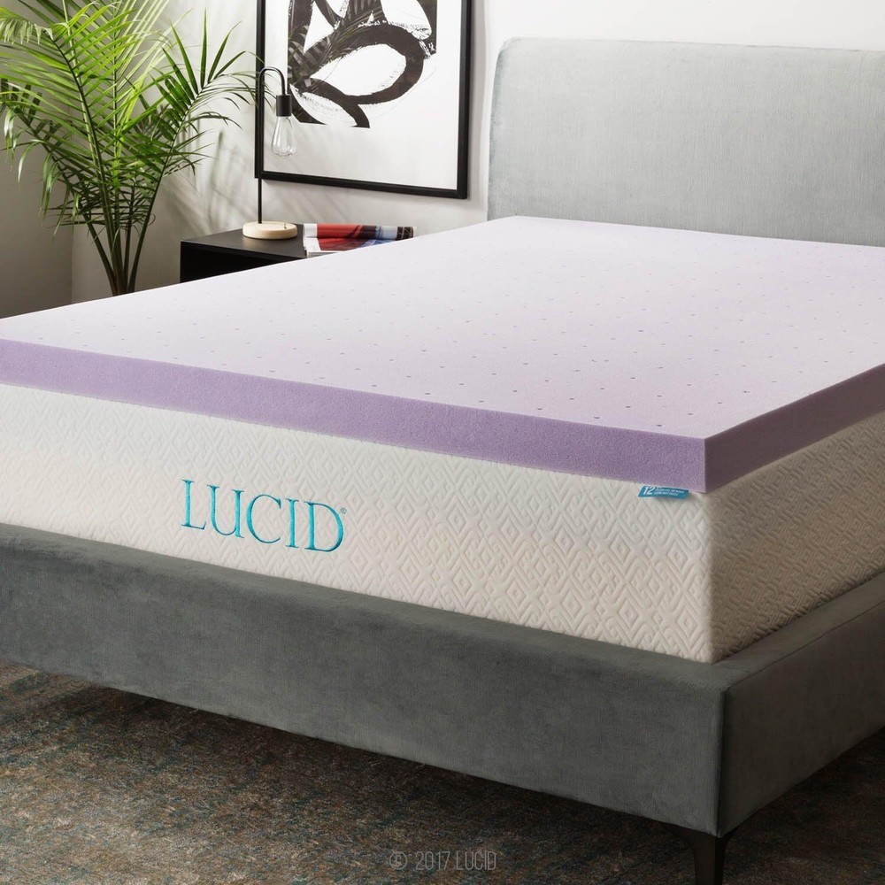 3 Inch Lavender Infused Memory Foam Twin Mattress Topper with Ventilated Design