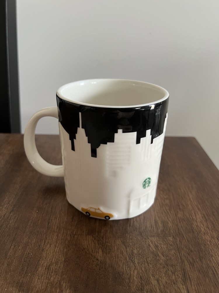 Starbucks New York City Black And White Taxi Mug Cup 2012 3D Skyline