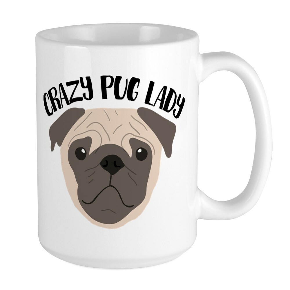 CafePress Crazy Pug Lady Coffee Mug, Large 15 oz. White Coffee Cup (215538407)