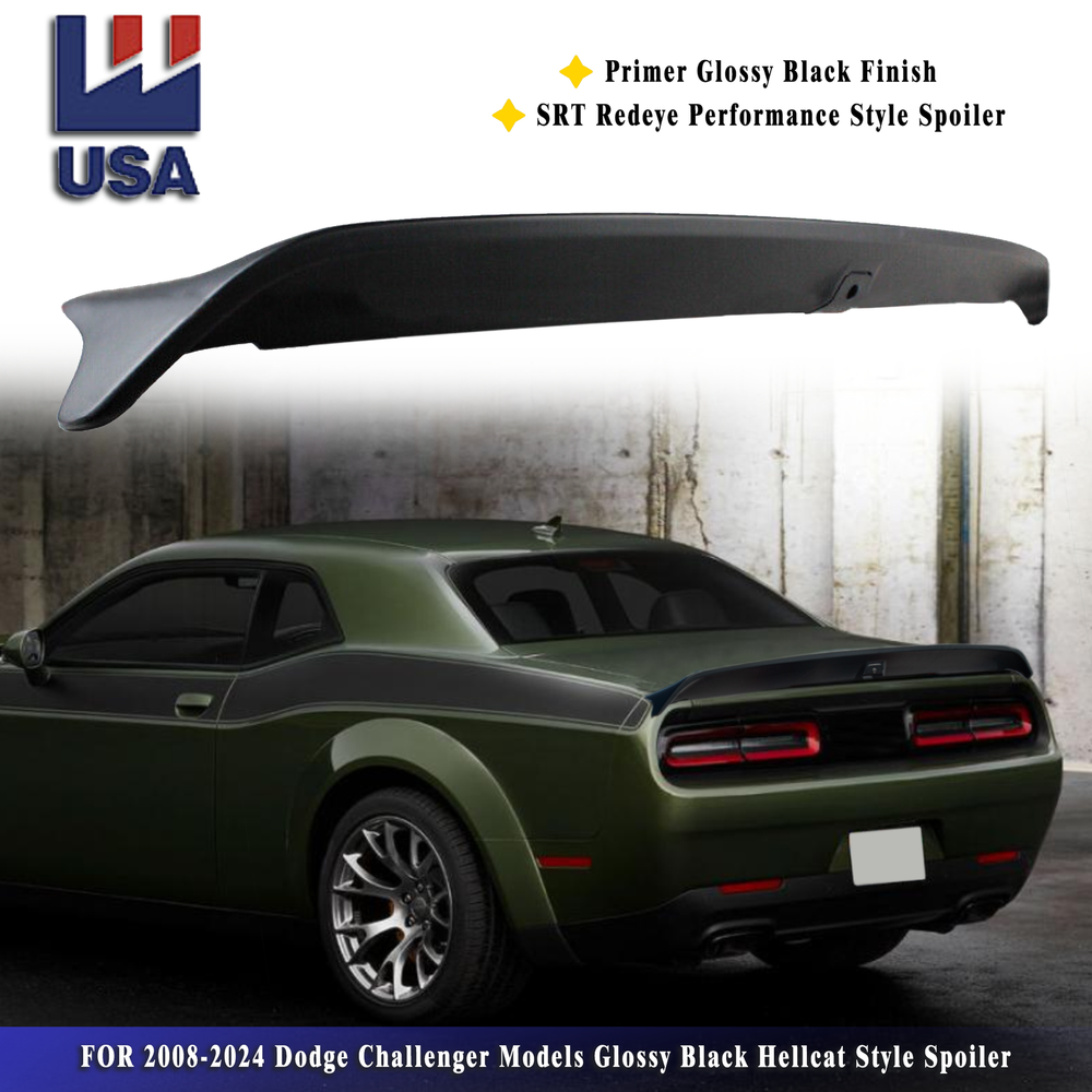 Glossy Black Hellcat-Style Trunk Spoiler for 2015-2024 Dodge Challenger