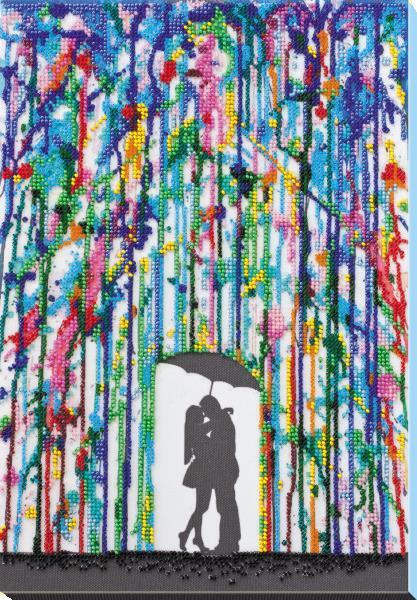 Bead embroidery kit Rain for lovers needlework kit Art canvas beadwork pattern