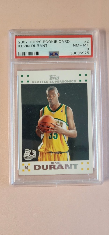 2007 Topps Rookie #2 Kevin Durant RC PSA 8 NM-MT White Border