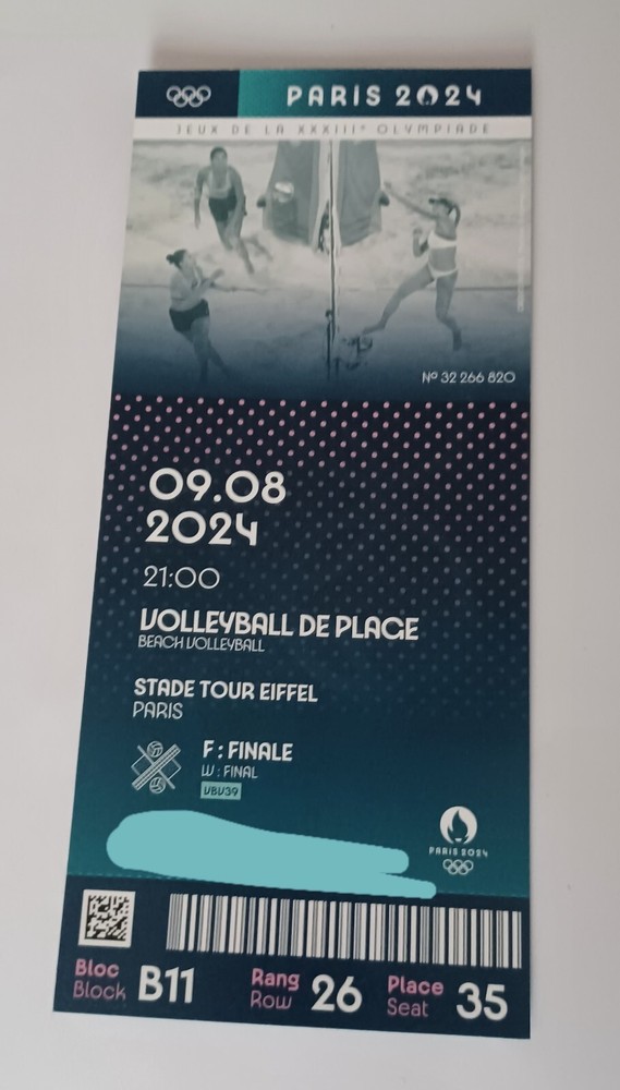 Paris Olympic Ticket Souvenir Paris Olympic Ticket Women Beach Volleyball VBV39