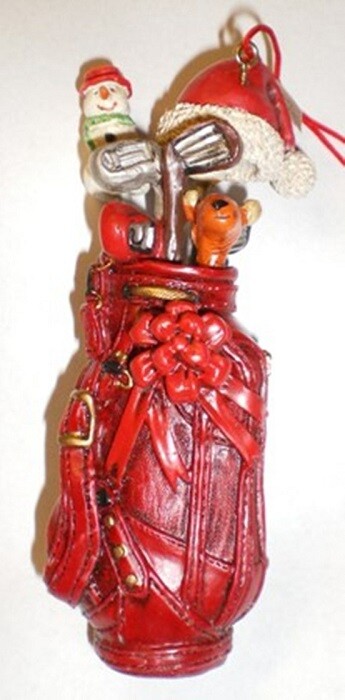 Red Golf Bag Ornament - Novelty Golf Gift on Clearance Sale-image