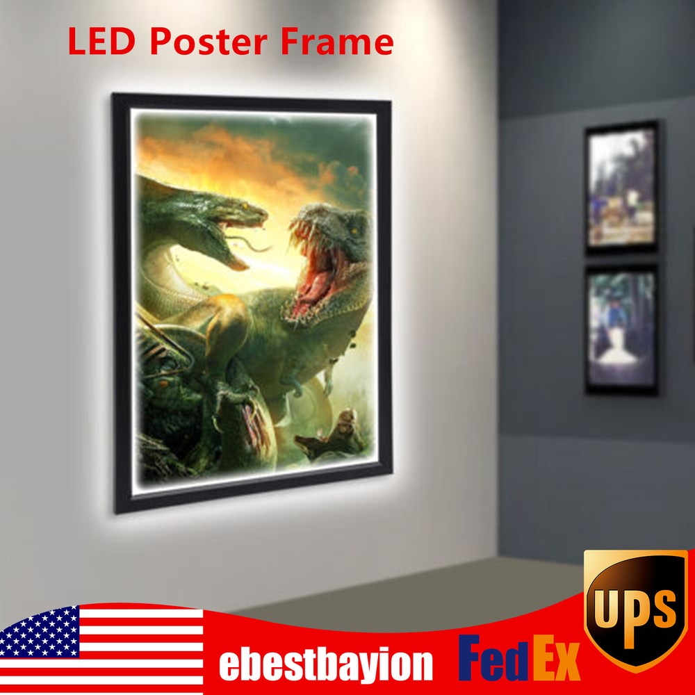 23.6x35.8 Inch LED Backlit Movie Poster Light Box Frame Wall Mount Display  