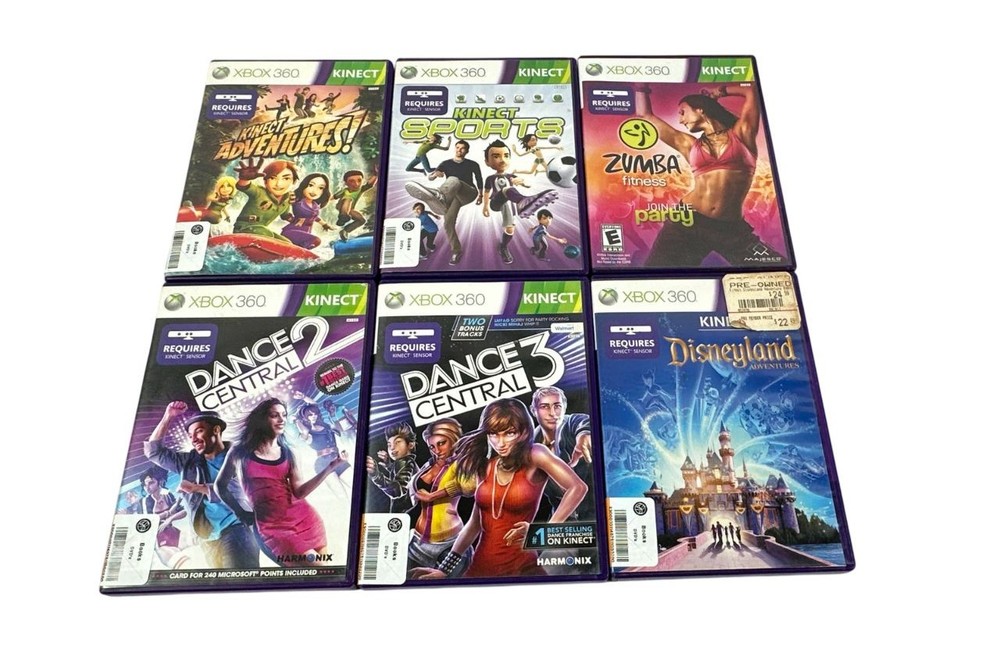 Microsoft XBOX 360 Lot Of 6 Assorted Kinect Video Games