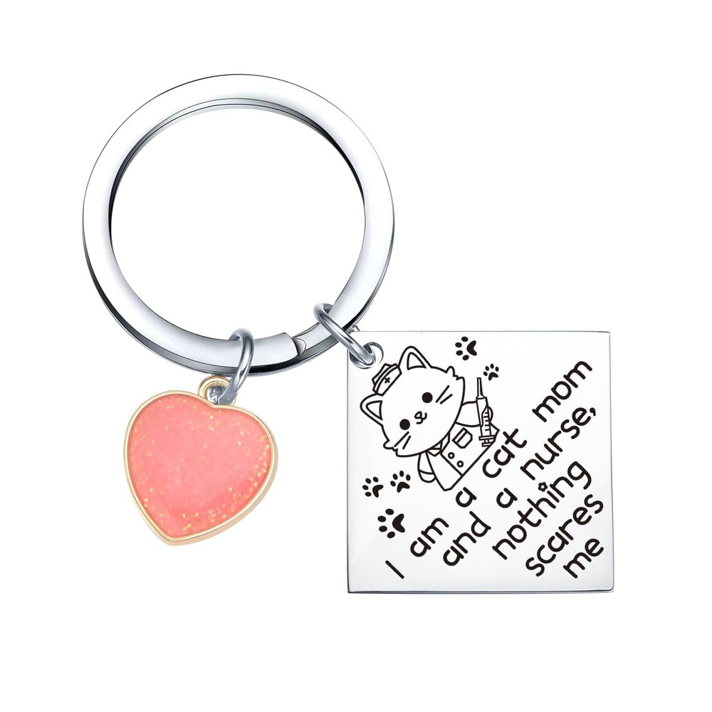 Mothers Day Keychain For Nurse Gifts For Women Cat Lover Gifts For Women Nurs...-image