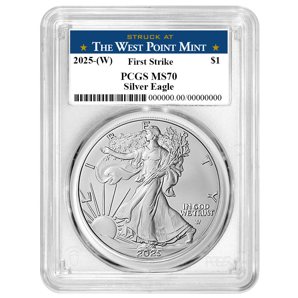 2025 (W) $1 American Silver Eagle PCGS MS70 FS West Point Label