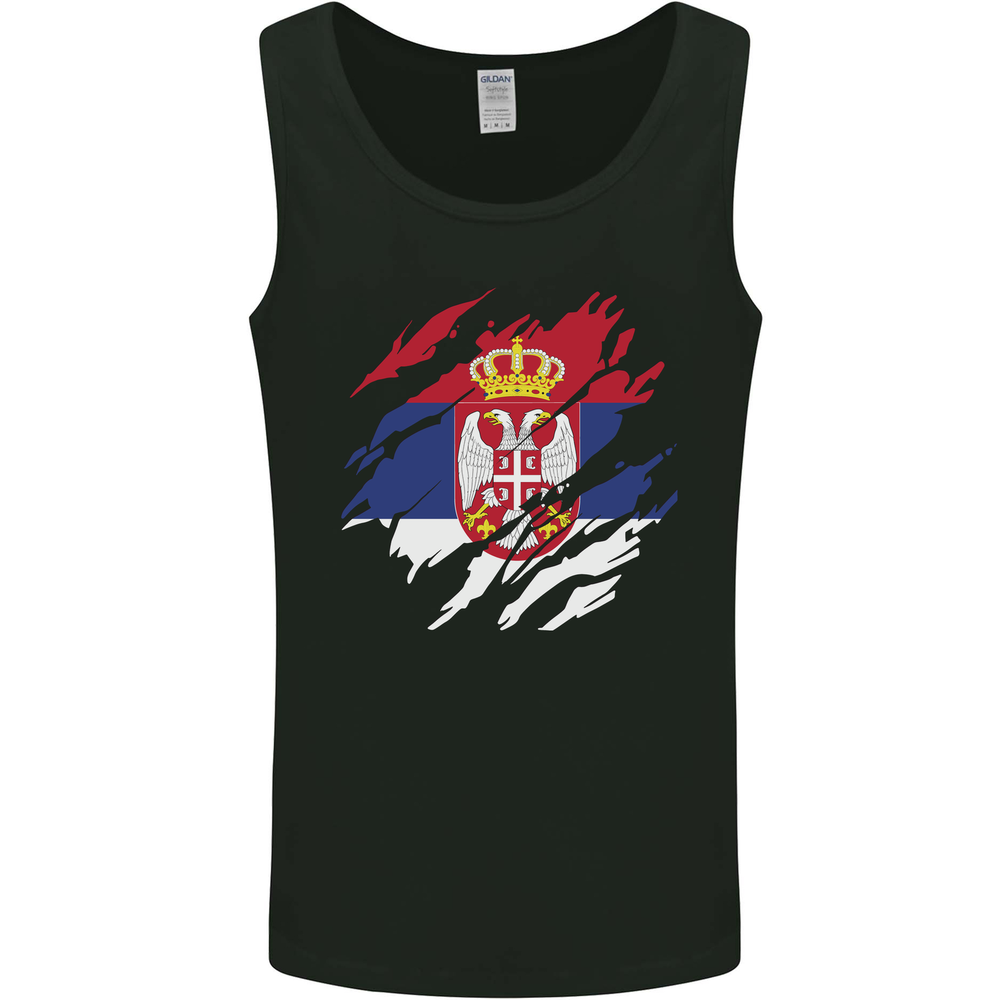 Torn Serbia Flag Serbia Day Football Mens Vest Tank Top