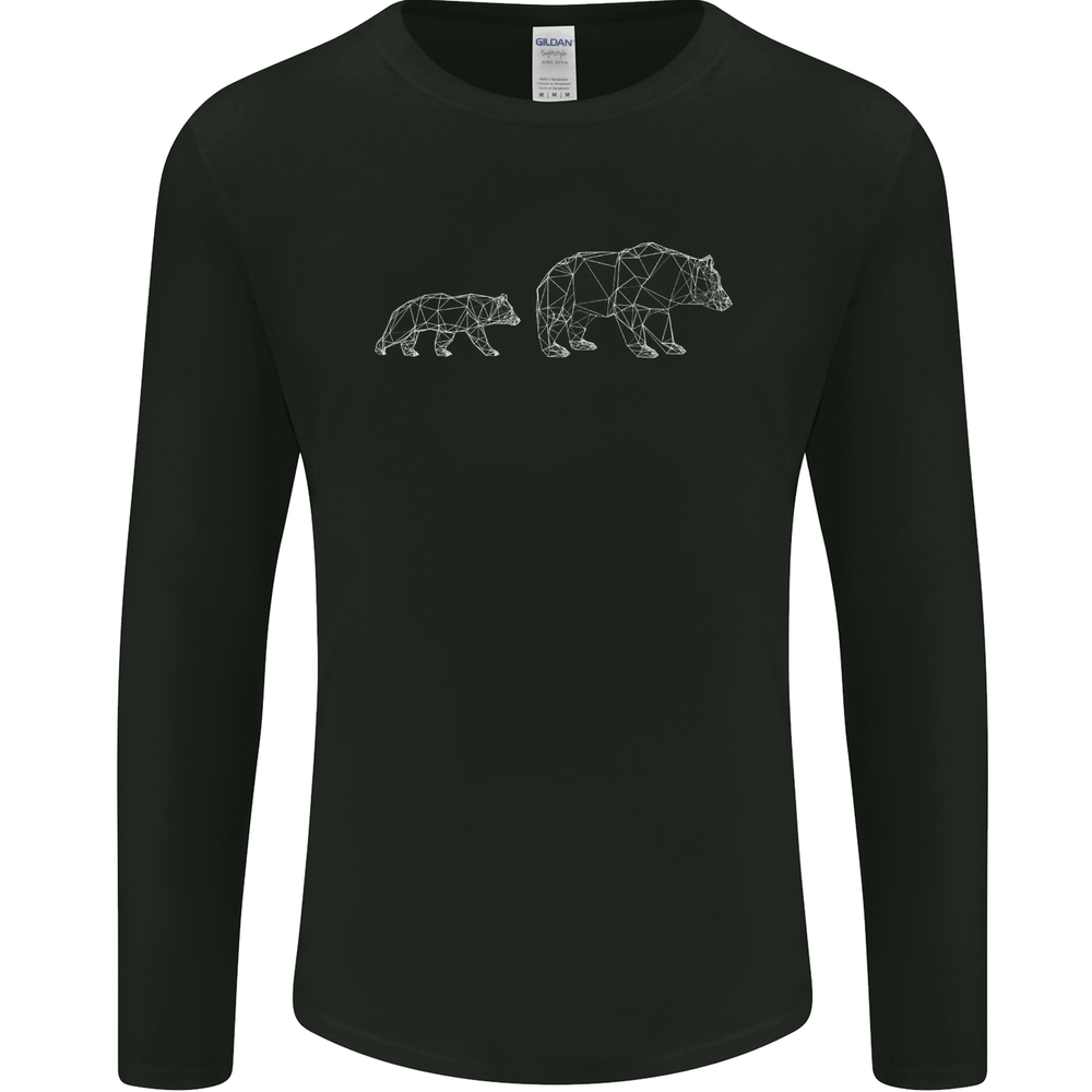Polygon Grizzly Bear and Cub Mens Long Sleeve Graphic Tee