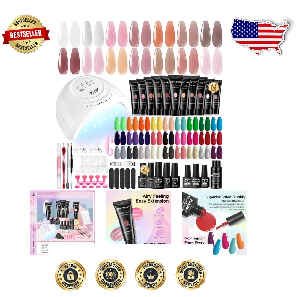 All-in-One Nail Art Starter Kit: 14 Poly Gels & 27 Gel Polishes with 48W Lamp