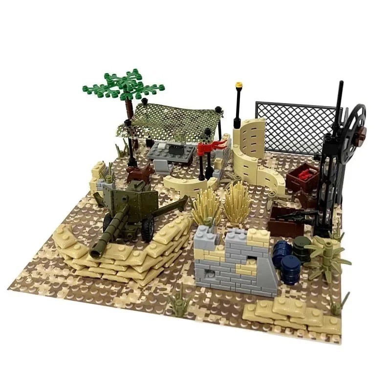 Army Military Base WW2 MOC Building Blocks Set Quality Bricks w/ Weapons
