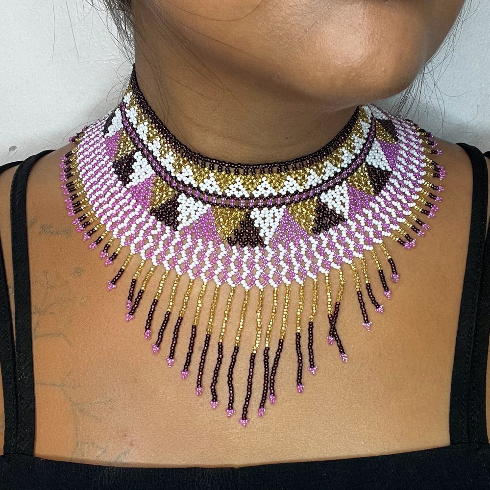 Handmade Mexican Aztec Beaded Choker Necklace